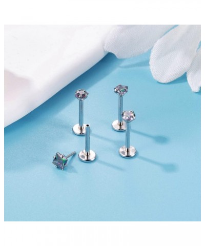 8Pcs 16-20G Stainless Steel Threadless Push in Nose Rings Studs for Women CZ Tragus Earring Set Labret Monroe Medusa Piercing...