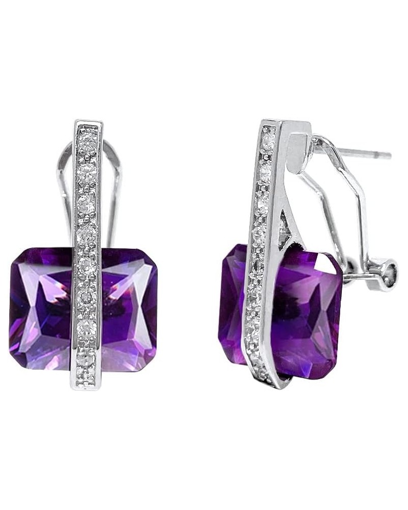 Art Deco Radiant Cut Earrings For Women,Proms,Galas,Wedding,Bridal,Birthday,commencement Purple $16.53 Earrings