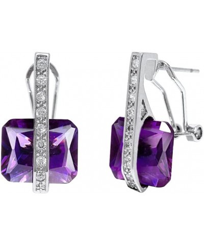 Art Deco Radiant Cut Earrings For Women,Proms,Galas,Wedding,Bridal,Birthday,commencement Purple $16.53 Earrings