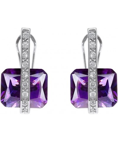 Art Deco Radiant Cut Earrings For Women,Proms,Galas,Wedding,Bridal,Birthday,commencement Purple $16.53 Earrings