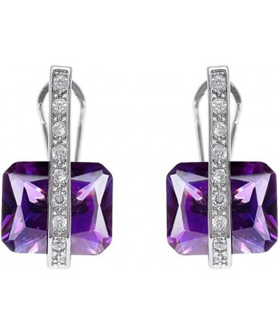 Art Deco Radiant Cut Earrings For Women,Proms,Galas,Wedding,Bridal,Birthday,commencement Purple $16.53 Earrings