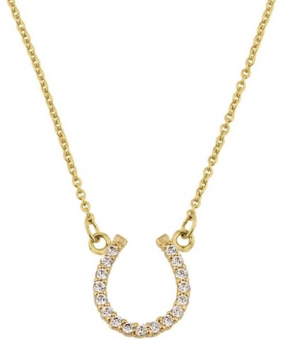 Fine 14k Yellow Gold Lucky Horseshoe Charm with Diamond Necklace 22.0 Inches $153.55 Necklaces