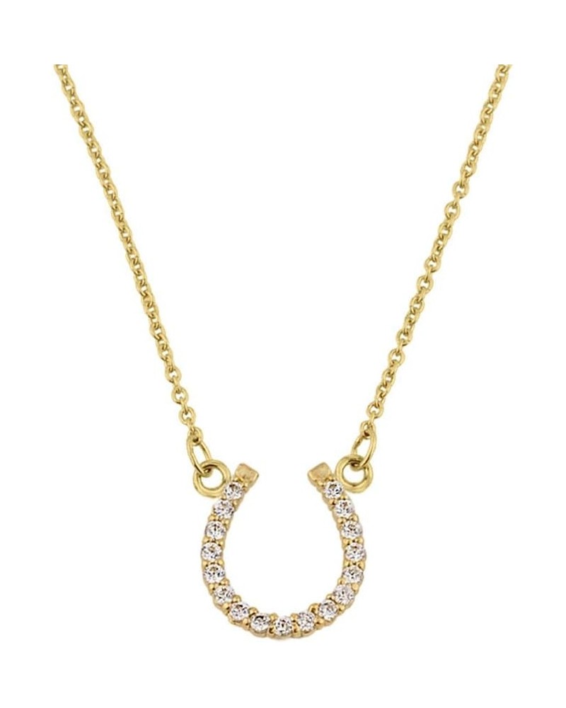 Fine 14k Yellow Gold Lucky Horseshoe Charm with Diamond Necklace 22.0 Inches $153.55 Necklaces