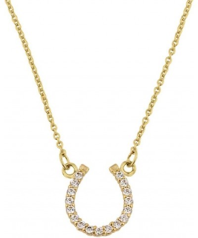 Fine 14k Yellow Gold Lucky Horseshoe Charm with Diamond Necklace 22.0 Inches $153.55 Necklaces