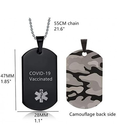 Personalized COVID-19 Vaccinated Pendant Necklace for Men Women Boys Girls - Stainless Steel Customize Medical Alert Identifi...