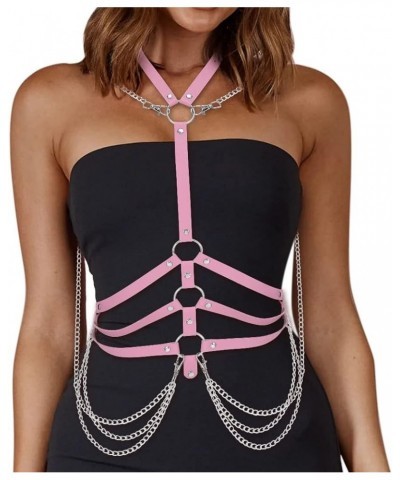 Gothic Dress Waist Belt Punk Leather Body Chain Rave Outfits Accessories for Women and Girls Pink $10.39 Body Jewelry