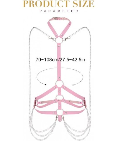 Gothic Dress Waist Belt Punk Leather Body Chain Rave Outfits Accessories for Women and Girls Pink $10.39 Body Jewelry