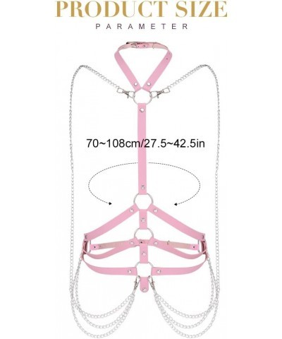 Gothic Dress Waist Belt Punk Leather Body Chain Rave Outfits Accessories for Women and Girls Pink $10.39 Body Jewelry