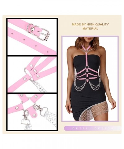 Gothic Dress Waist Belt Punk Leather Body Chain Rave Outfits Accessories for Women and Girls Pink $10.39 Body Jewelry