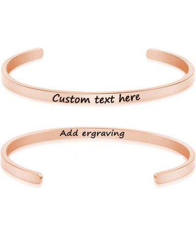 Personalized Bracelet for Women Sterling Silver Custom Text Bangle Bracelet Gift Rose Gold Copper $27.59 Bracelets