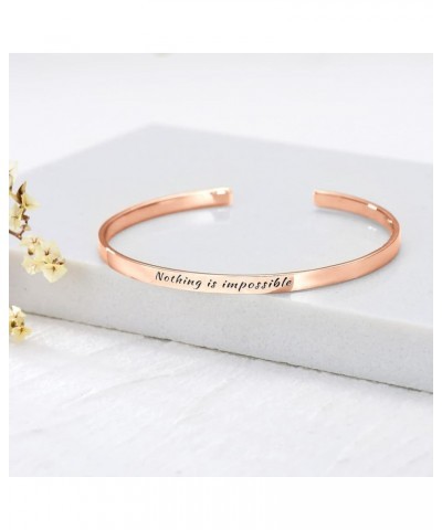 Personalized Bracelet for Women Sterling Silver Custom Text Bangle Bracelet Gift Rose Gold Copper $27.59 Bracelets