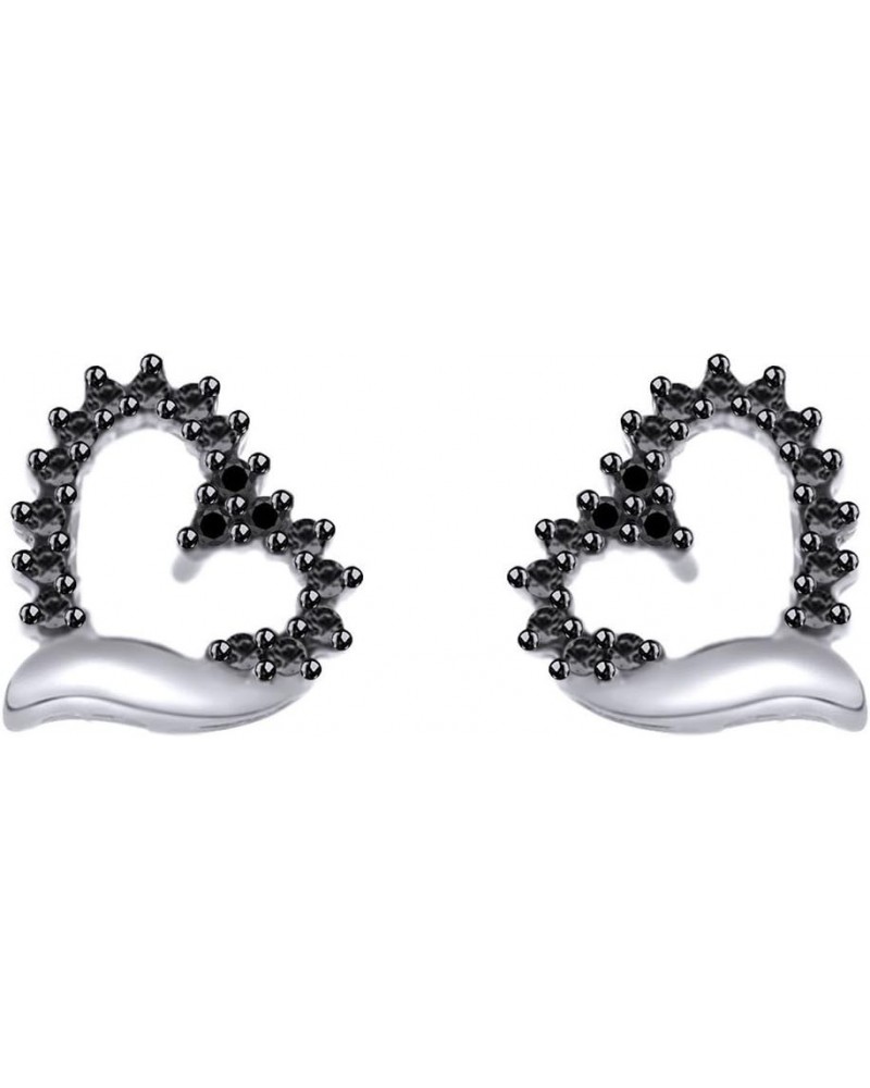 Black Natural Diamond Stud Earrings In 14K Gold Over Sterling (1/20 Ct) white-gold-plated-silver $41.03 Earrings