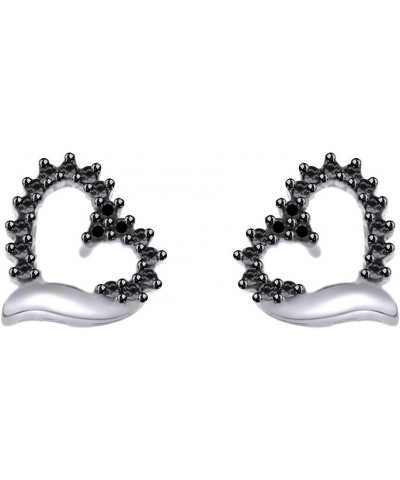 Black Natural Diamond Stud Earrings In 14K Gold Over Sterling (1/20 Ct) white-gold-plated-silver $41.03 Earrings