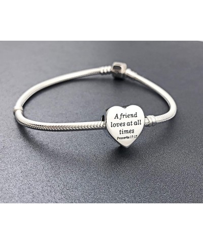 Heart Charm Fit Charms Bracelet Christian Bible Verse Charm Prayer Faith Religious Jewelry Gifts for Women A friend loves at ...