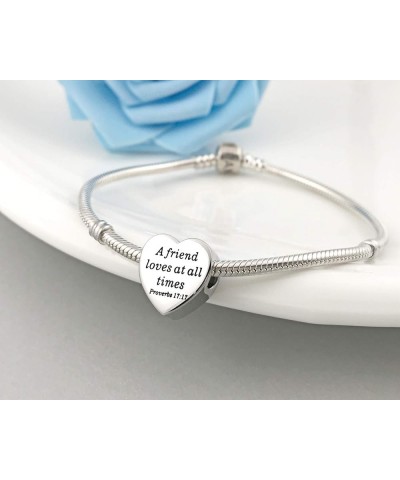 Heart Charm Fit Charms Bracelet Christian Bible Verse Charm Prayer Faith Religious Jewelry Gifts for Women A friend loves at ...