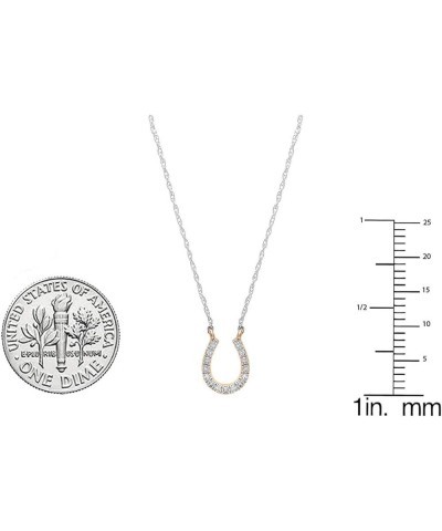 0.13 Carat (ctw) 18K Gold Round Lab Grown Diamond Ladies Horseshoe Pendant Rose Gold $43.49 Necklaces