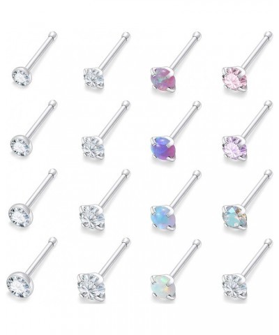 18G 20G 22G Opal Nose rings Bone L Shaped Nose Studs Screw Surgical Stainless Steel 1.5mm 2mm 2.5mm 3mm CZ Nose Rings Studs S...