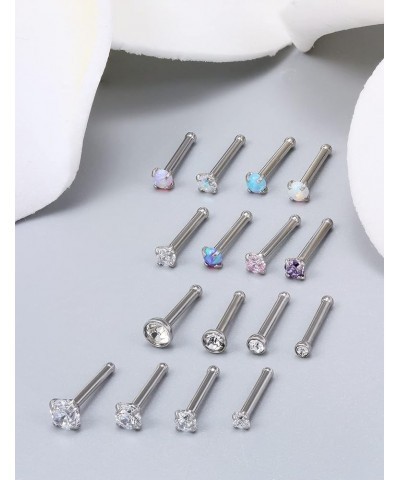 18G 20G 22G Opal Nose rings Bone L Shaped Nose Studs Screw Surgical Stainless Steel 1.5mm 2mm 2.5mm 3mm CZ Nose Rings Studs S...