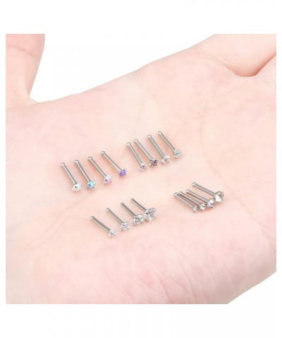 18G 20G 22G Opal Nose rings Bone L Shaped Nose Studs Screw Surgical Stainless Steel 1.5mm 2mm 2.5mm 3mm CZ Nose Rings Studs S...