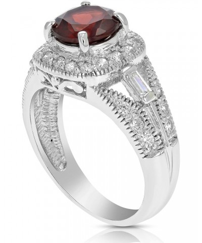 1.05 cttw Garnet Ring .925 Sterling Silver with Rhodium Plating Round Shape 7 MM $33.14 Rings