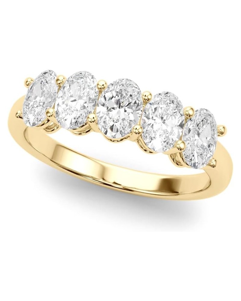 1 Carat & 2 Carat Oval Lab Grown 14K Diamond Five Stone Anniversary Band for Women (F-G/VS-SI) 6.5 1 Carat Yellow Gold $411.1...