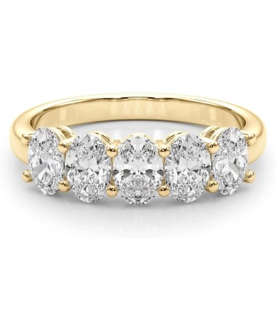 1 Carat & 2 Carat Oval Lab Grown 14K Diamond Five Stone Anniversary Band for Women (F-G/VS-SI) 6.5 1 Carat Yellow Gold $411.1...