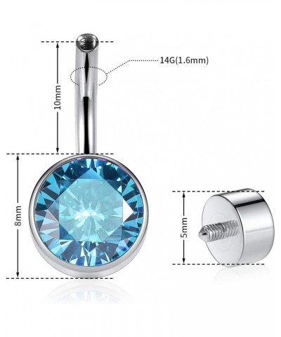 14G G23 Titanium Belly Button Ring with Cubic Zirconia/Opal 10mm Internally threaded Navel Piercing Jewelry Style13:1PC Silve...