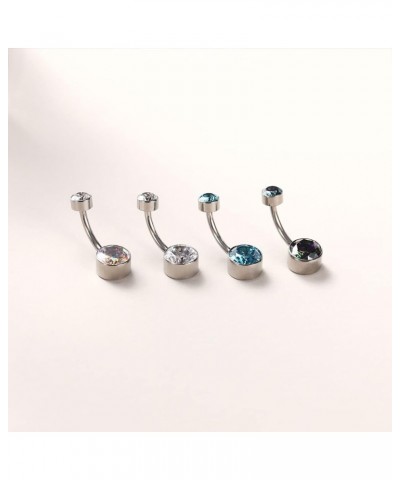 14G G23 Titanium Belly Button Ring with Cubic Zirconia/Opal 10mm Internally threaded Navel Piercing Jewelry Style13:1PC Silve...