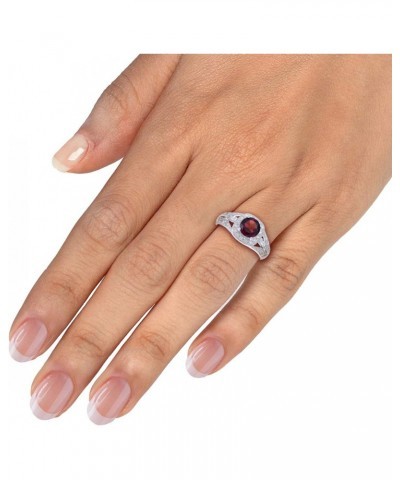 1.05 cttw Garnet Ring .925 Sterling Silver with Rhodium Plating Round Shape 7 MM $33.14 Rings