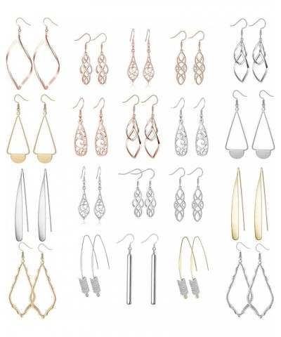 16 Pairs Silver Dangle Earrings For Women,Trendy Diamond Stud Earrings For Women, Hypoallergenic Earrings Dangling for Teen G...