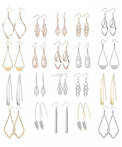 16 Pairs Silver Dangle Earrings For Women,Trendy Diamond Stud Earrings For Women, Hypoallergenic Earrings Dangling for Teen G...