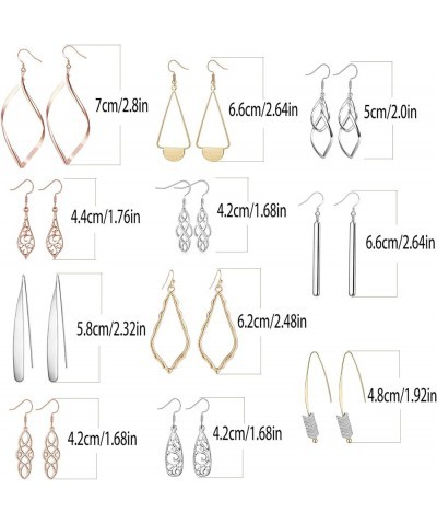 16 Pairs Silver Dangle Earrings For Women,Trendy Diamond Stud Earrings For Women, Hypoallergenic Earrings Dangling for Teen G...