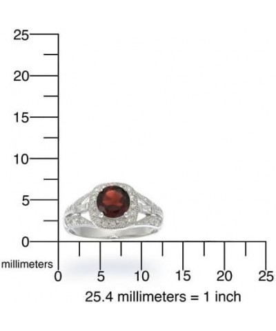 1.05 cttw Garnet Ring .925 Sterling Silver with Rhodium Plating Round Shape 7 MM $33.14 Rings