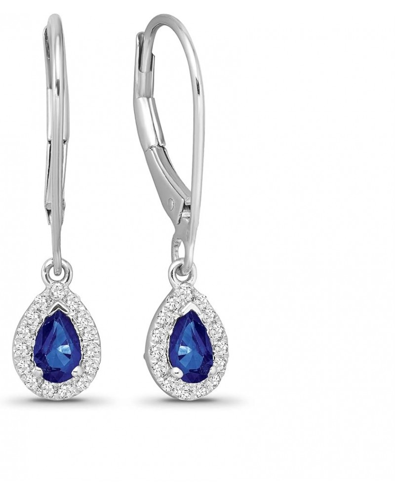 10K Gold and Silver Diamond and Blue Sapphire Dangle Earrings (1/6 cttw, I-J Color, I2-I3 Clarity) Silver Sterling Silver $75...