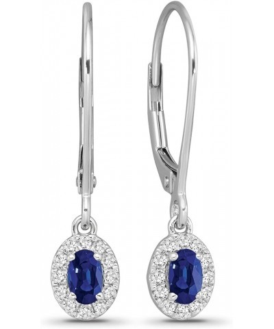 10K Gold and Silver Diamond and Blue Sapphire Dangle Earrings (1/6 cttw, I-J Color, I2-I3 Clarity) Silver Sterling Silver $75...