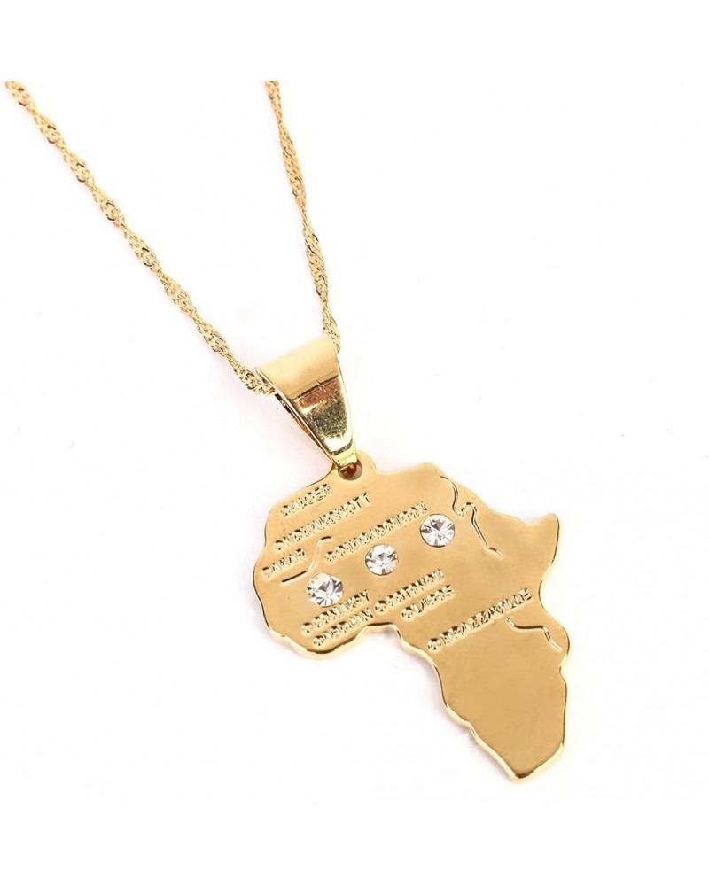 Big Size Crystal Africa Map Pendant Necklace Women Girl 24K Gold Plated African Map Hiphop Item Map Pendant With Stone $9.38 ...