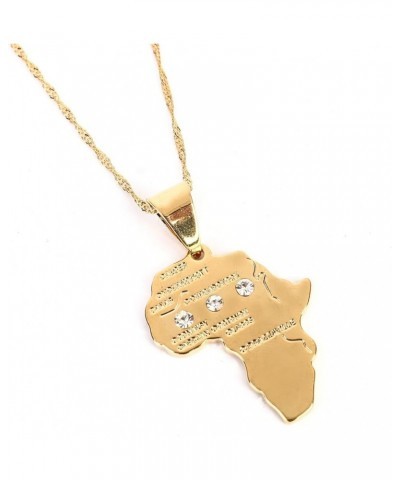 Big Size Crystal Africa Map Pendant Necklace Women Girl 24K Gold Plated African Map Hiphop Item Map Pendant With Stone $9.38 ...