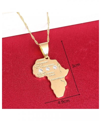 Big Size Crystal Africa Map Pendant Necklace Women Girl 24K Gold Plated African Map Hiphop Item Map Pendant With Stone $9.38 ...