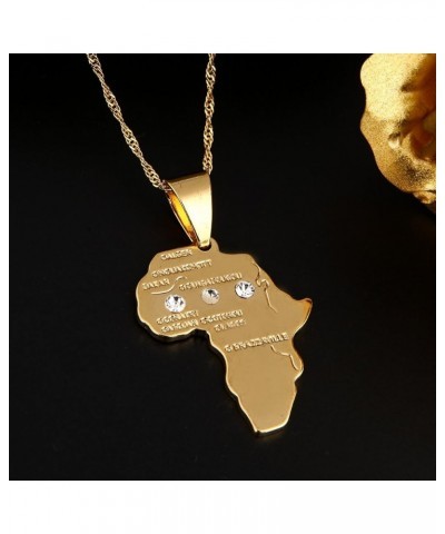 Big Size Crystal Africa Map Pendant Necklace Women Girl 24K Gold Plated African Map Hiphop Item Map Pendant With Stone $9.38 ...