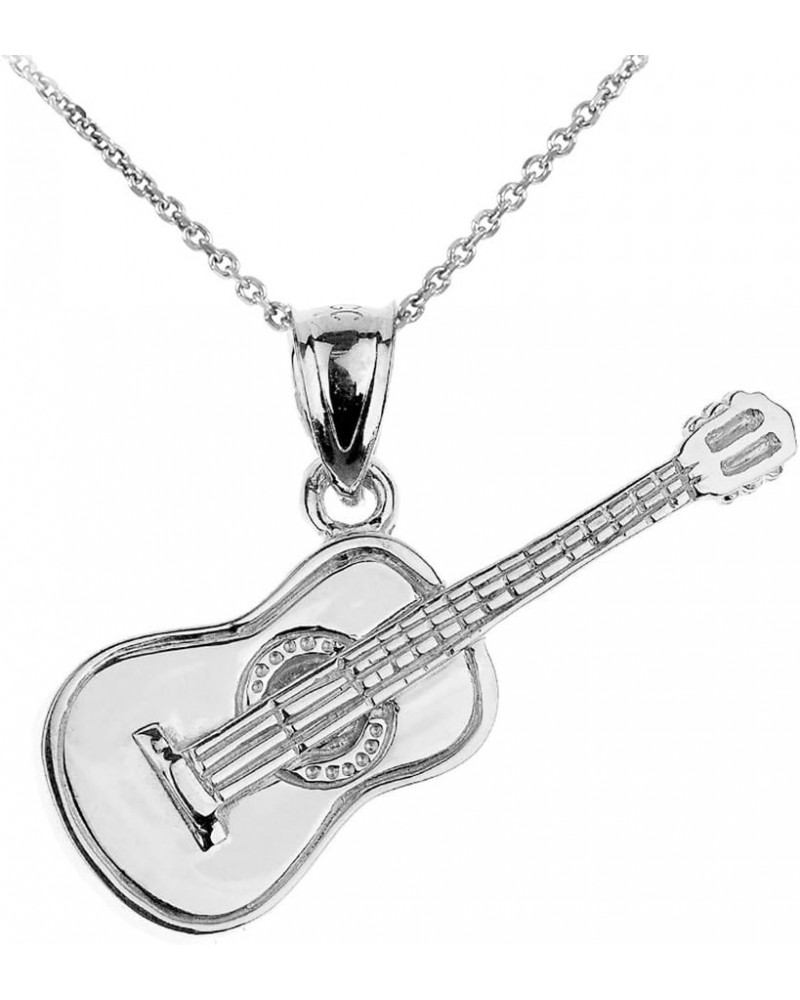 925 Sterling Silver Acoustic Guitar Charm Pendant Necklace 20.0 Inches $15.54 Necklaces