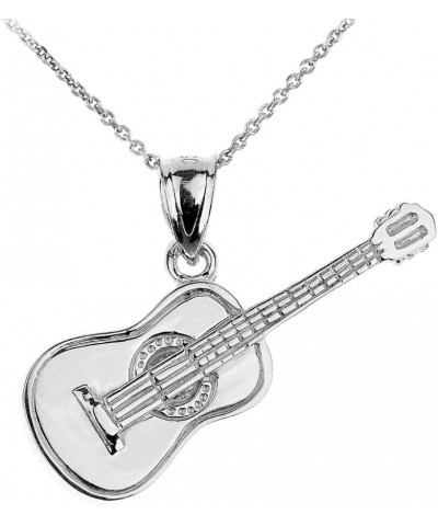 925 Sterling Silver Acoustic Guitar Charm Pendant Necklace 20.0 Inches $15.54 Necklaces