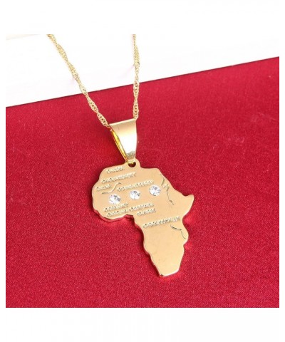 Big Size Crystal Africa Map Pendant Necklace Women Girl 24K Gold Plated African Map Hiphop Item Map Pendant With Stone $9.38 ...