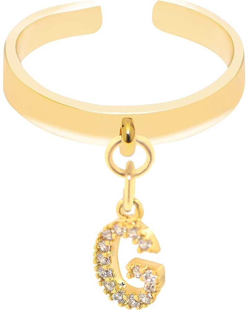 Dangle Initial Charm Adjustable Ring G Gold $8.69 Rings