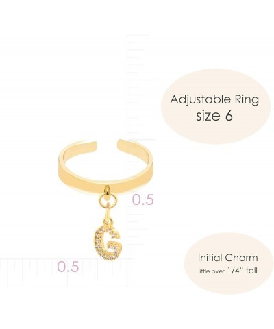 Dangle Initial Charm Adjustable Ring G Gold $8.69 Rings