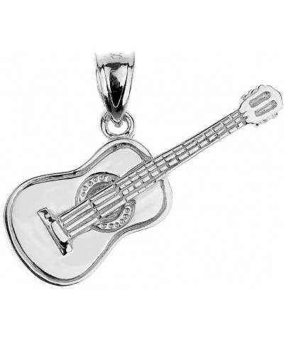 925 Sterling Silver Acoustic Guitar Charm Pendant Necklace 20.0 Inches $15.54 Necklaces