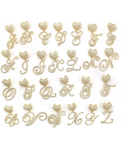 Gold Initial Necklaces for Women Diamond Heart Initial Necklace Cubic Zirconia Initial Pendant Iced Out Letter Necklace Q gol...