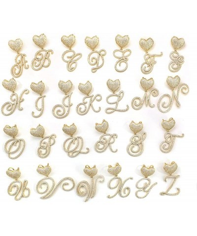 Gold Initial Necklaces for Women Diamond Heart Initial Necklace Cubic Zirconia Initial Pendant Iced Out Letter Necklace Q gol...