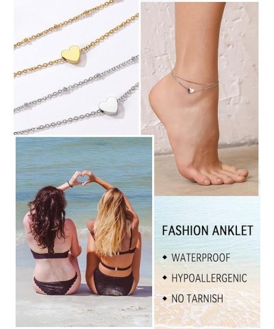 Stainless Steel Anklets for Women Men, Cuban/Box Link Chain Ankle Bracelets, Hypoallergenic Summer Beach Foot Jewelry with Gi...