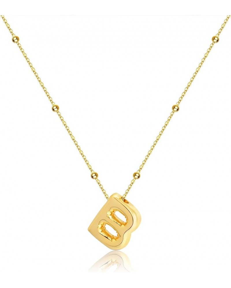 Bubble Letter Necklaces For Women Gold Balloon Initial Alphabet Pendant Necklaces B Necklace $12.59 Necklaces