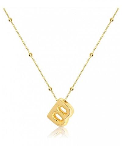 Bubble Letter Necklaces For Women Gold Balloon Initial Alphabet Pendant Necklaces B Necklace $12.59 Necklaces